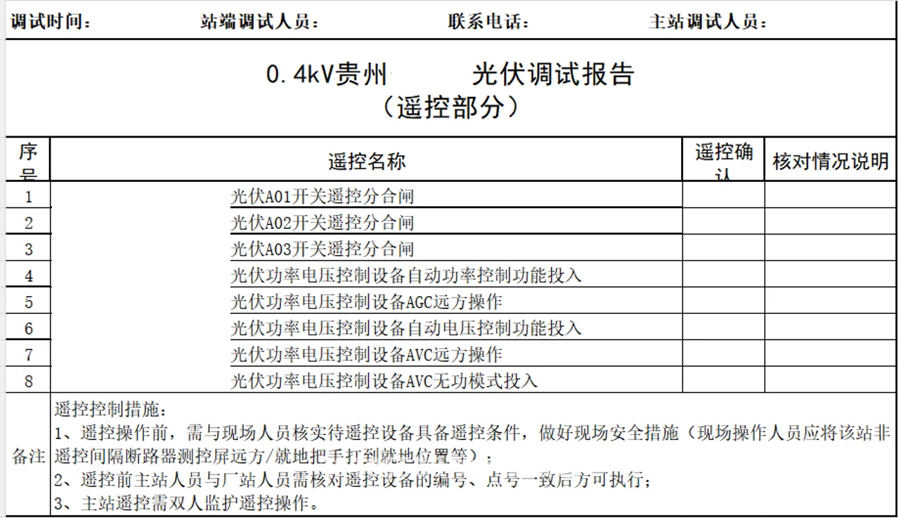 图4:某光伏电站遥控点表