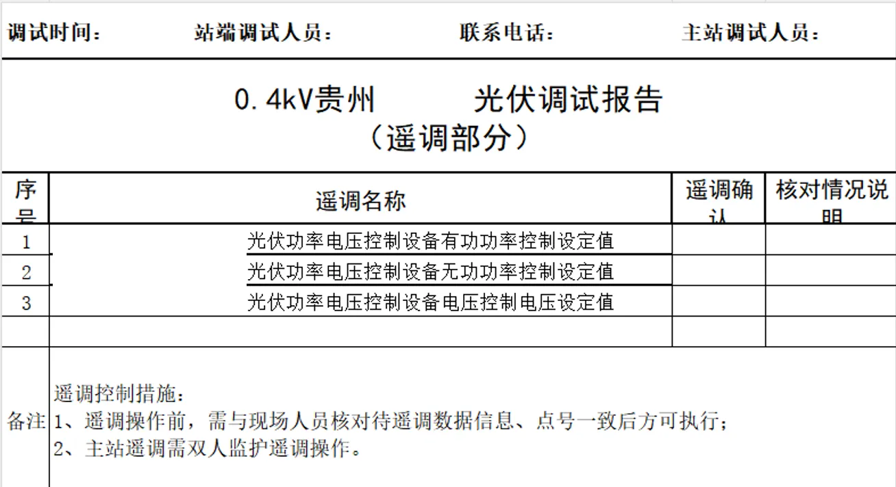 图5:某光伏电站遥调点表